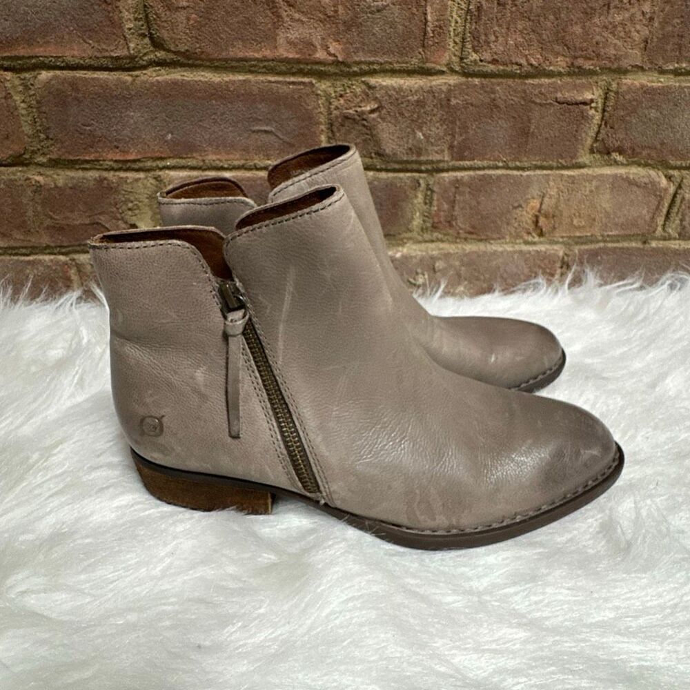 Born Women's Olio Grey Leather Ankle Boots Size 9